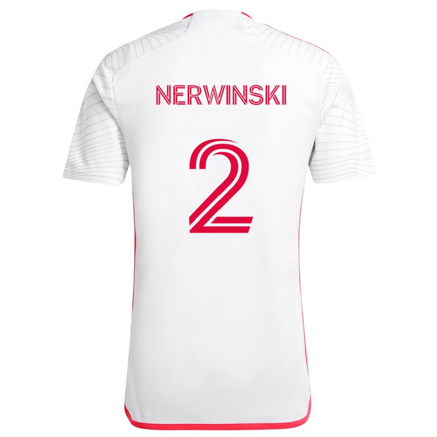 Niño Fútbol Camiseta Jake Nerwinski #2 Blanco Rojo 2ª Equipación 2024/25