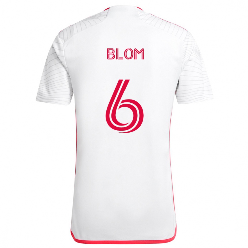 Niño Fútbol Camiseta Njabulo Blom #6 Blanco Rojo 2ª Equipación 2024/25