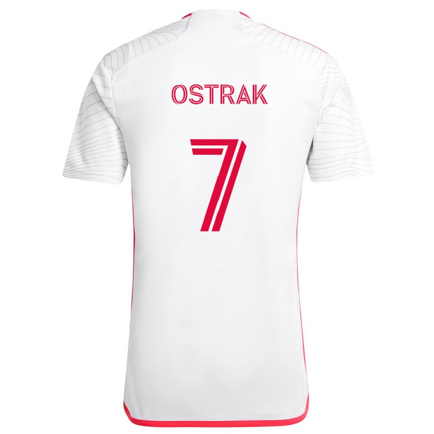 Niño Fútbol Camiseta Tomás Ostrák #7 Blanco Rojo 2ª Equipación 2024/25