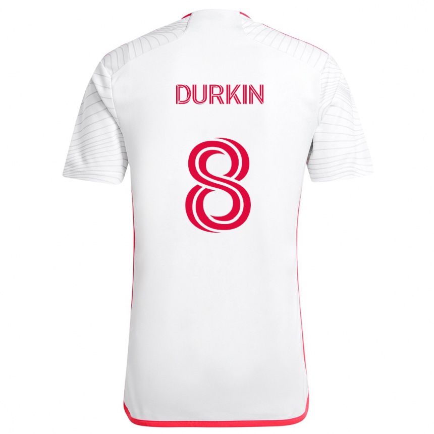 Niño Fútbol Camiseta Chris Durkin #8 Blanco Rojo 2ª Equipación 2024/25