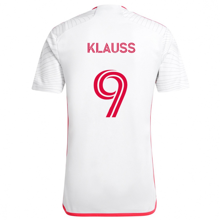 Niño Fútbol Camiseta João Klauss #9 Blanco Rojo 2ª Equipación 2024/25