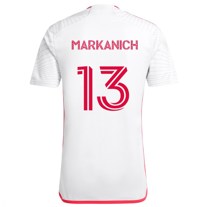 Niño Fútbol Camiseta Anthony Markanich #13 Blanco Rojo 2ª Equipación 2024/25