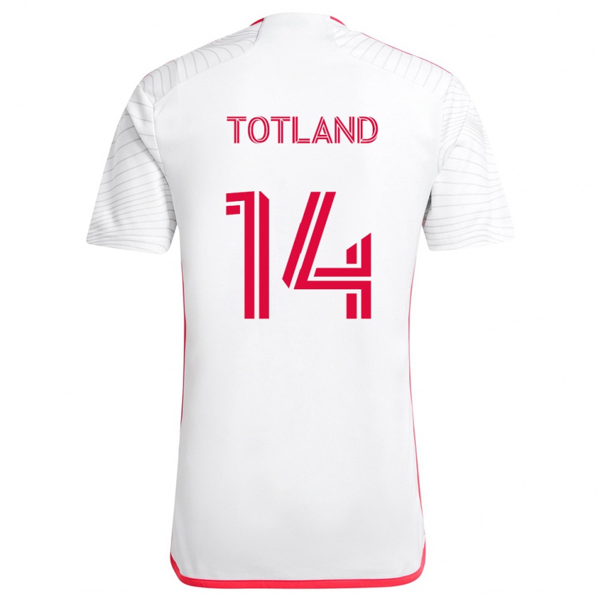 Niño Fútbol Camiseta Tomas Totland #14 Blanco Rojo 2ª Equipación 2024/25