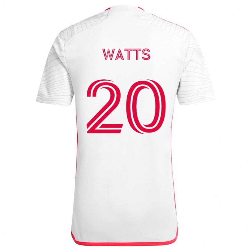 Niño Fútbol Camiseta Akil Watts #20 Blanco Rojo 2ª Equipación 2024/25