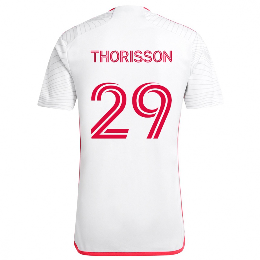 Niño Fútbol Camiseta Nökkvi Thórisson #29 Blanco Rojo 2ª Equipación 2024/25