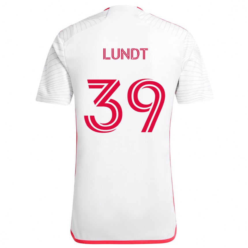 Niño Fútbol Camiseta Ben Lundt #39 Blanco Rojo 2ª Equipación 2024/25