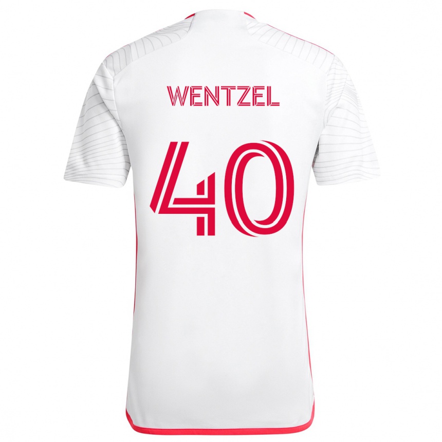 Niño Fútbol Camiseta Michael Wentzel #40 Blanco Rojo 2ª Equipación 2024/25