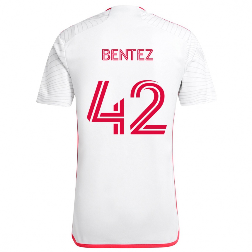 Niño Fútbol Camiseta Óscar Benítez #42 Blanco Rojo 2ª Equipación 2024/25