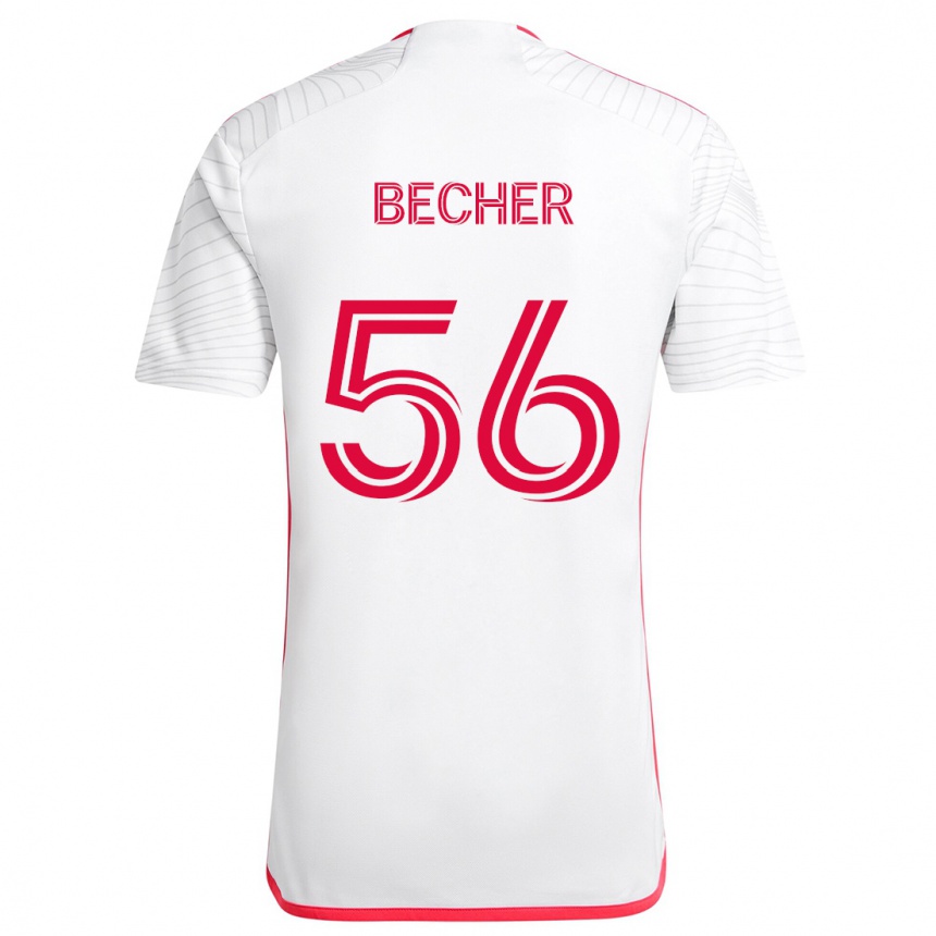 Niño Fútbol Camiseta Ryan Becher #56 Blanco Rojo 2ª Equipación 2024/25