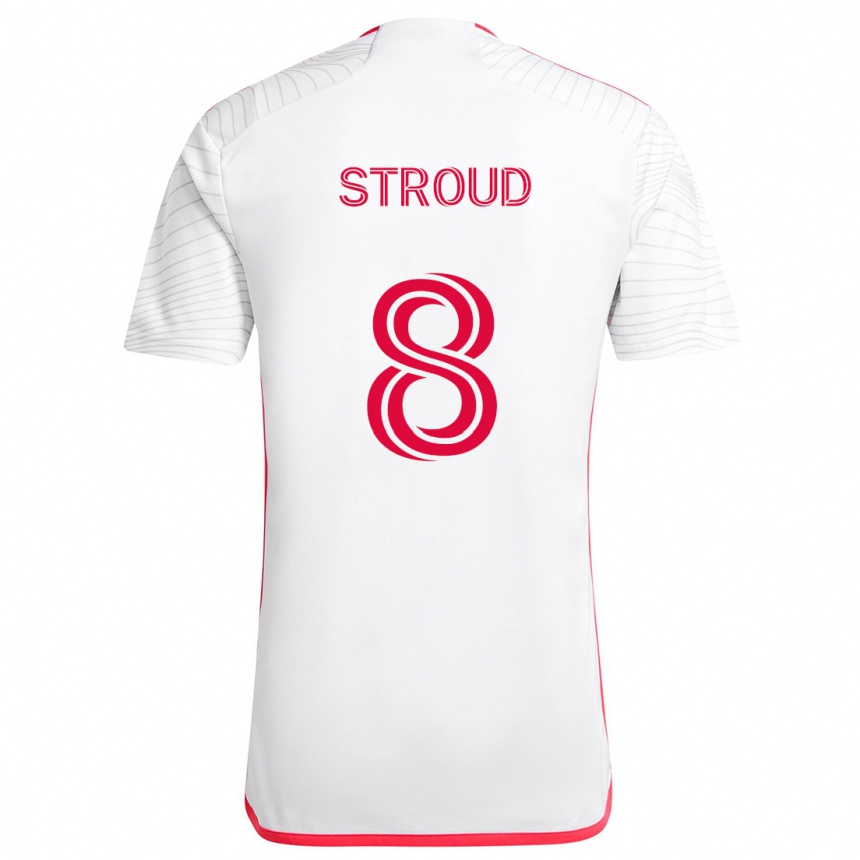 Niño Fútbol Camiseta Jared Stroud #8 Blanco Rojo 2ª Equipación 2024/25