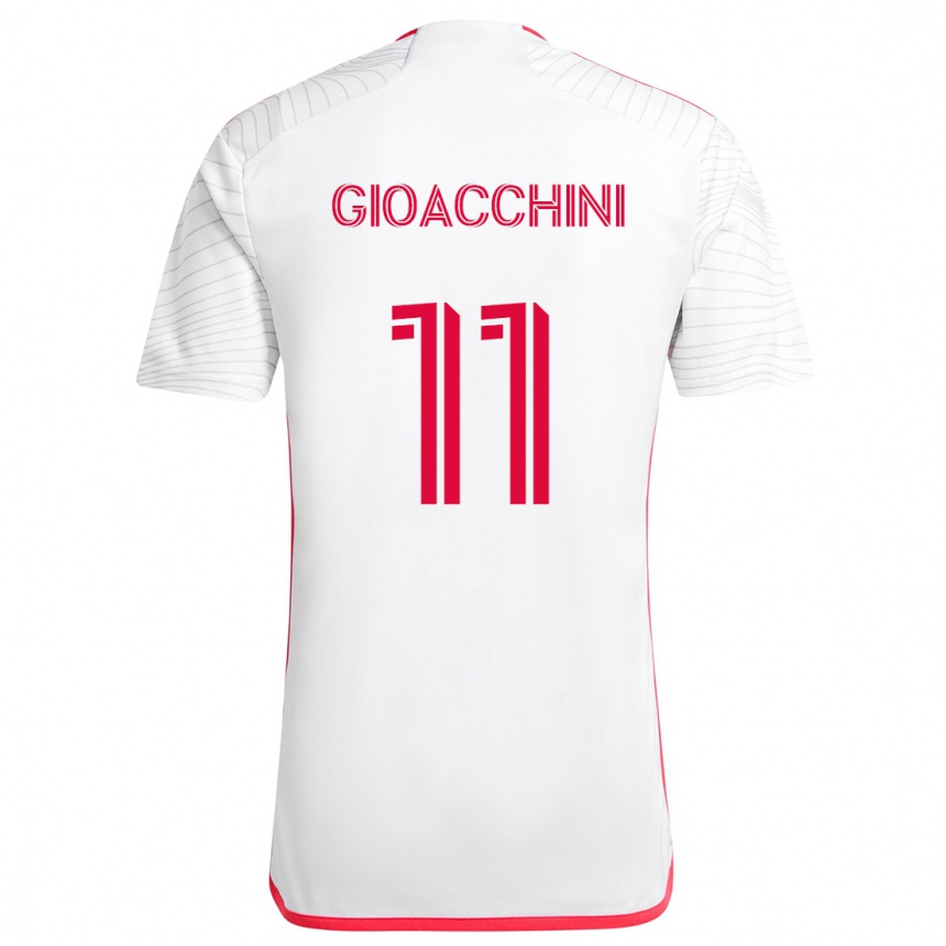 Niño Fútbol Camiseta Nicholas Gioacchini #11 Blanco Rojo 2ª Equipación 2024/25