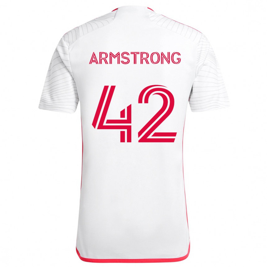 Niño Fútbol Camiseta Ezra Armstrong #42 Blanco Rojo 2ª Equipación 2024/25