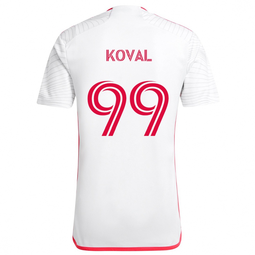 Niño Fútbol Camiseta Stanislav Koval #99 Blanco Rojo 2ª Equipación 2024/25