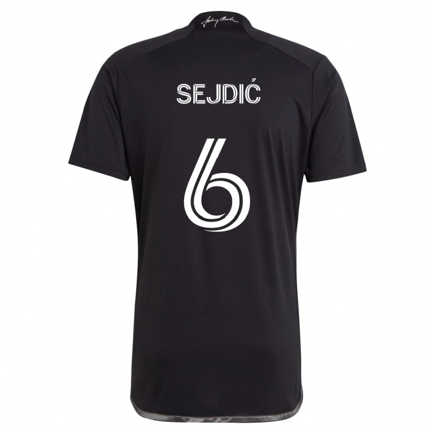 Niño Fútbol Camiseta Amar Sejdić #6 Negro 2ª Equipación 2024/25