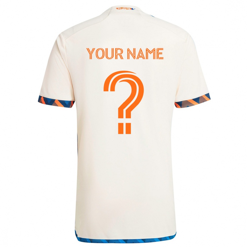 Niño Fútbol Camiseta Su Nombre #0 Blanco Naranja 2ª Equipación 2024/25