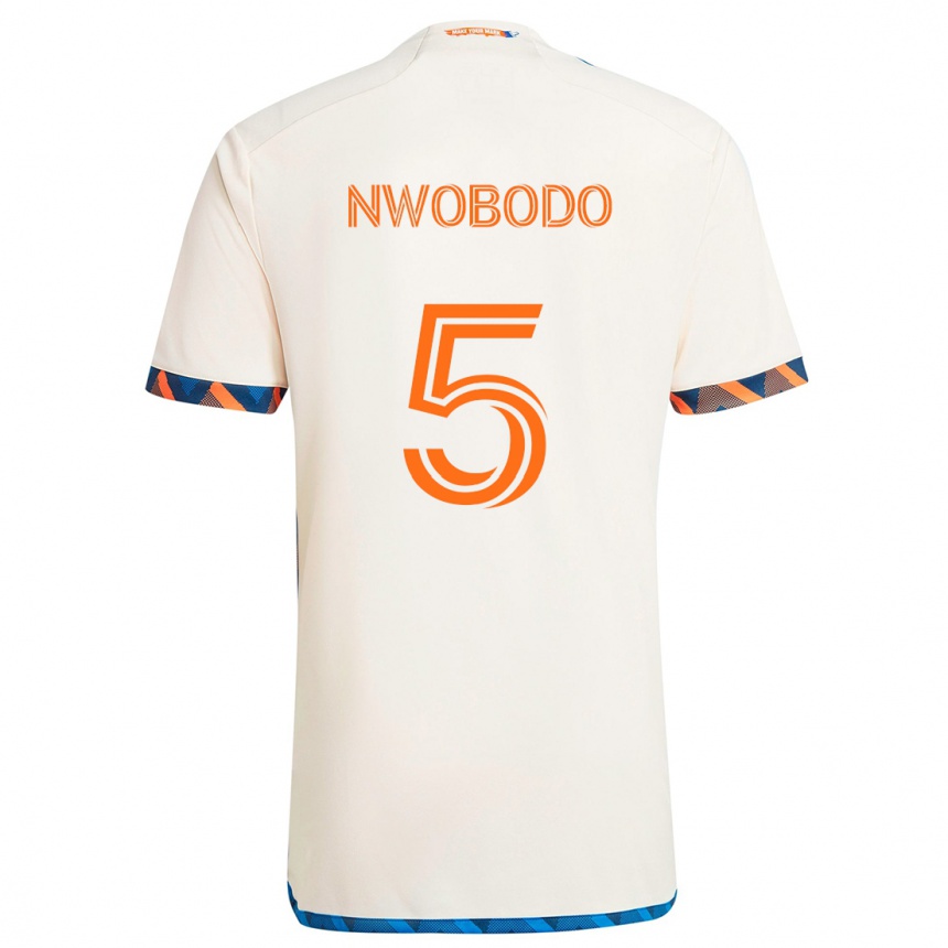 Niño Fútbol Camiseta Obinna Nwobodo #5 Blanco Naranja 2ª Equipación 2024/25