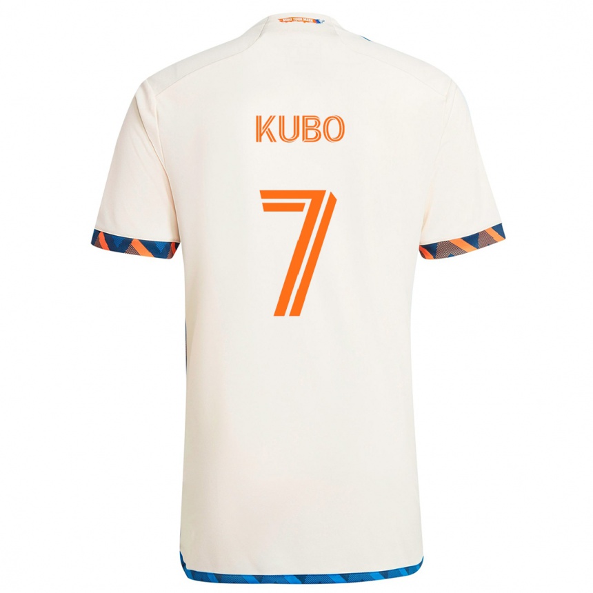 Niño Fútbol Camiseta Yuya Kubo #7 Blanco Naranja 2ª Equipación 2024/25