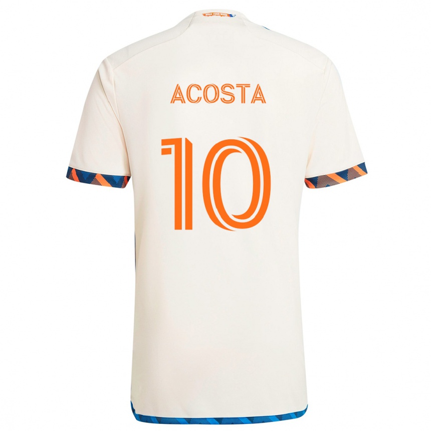 Niño Fútbol Camiseta Luciano Acosta #10 Blanco Naranja 2ª Equipación 2024/25