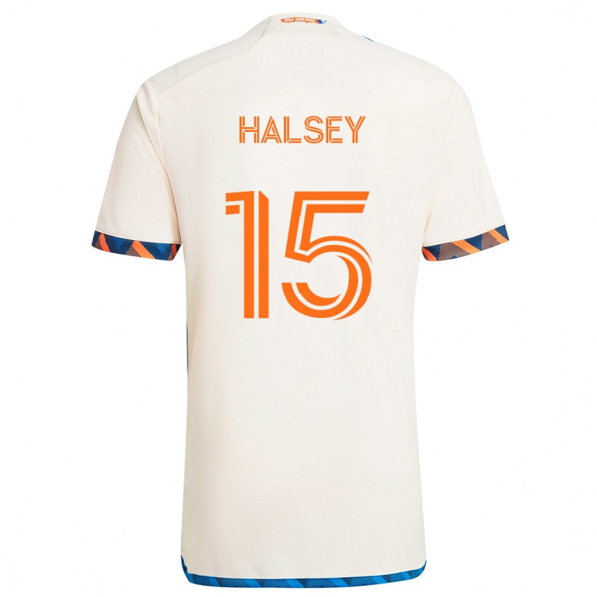 Niño Fútbol Camiseta Bret Halsey #15 Blanco Naranja 2ª Equipación 2024/25