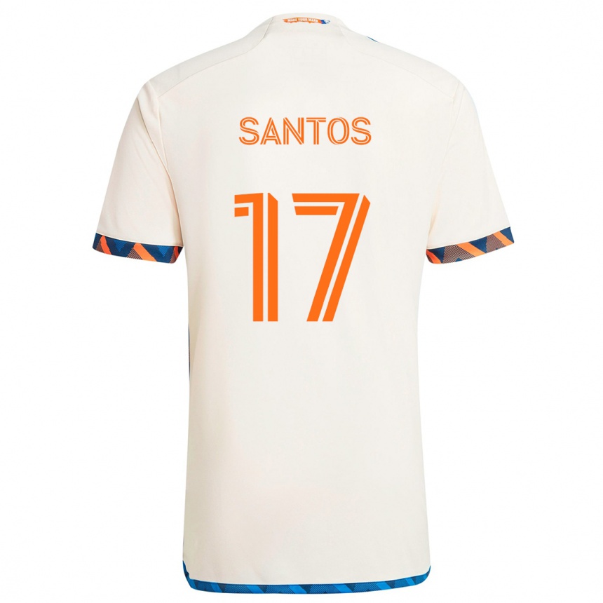 Niño Fútbol Camiseta Sergio Santos #17 Blanco Naranja 2ª Equipación 2024/25