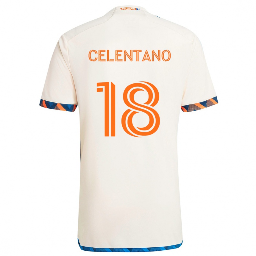 Niño Fútbol Camiseta Roman Celentano #18 Blanco Naranja 2ª Equipación 2024/25