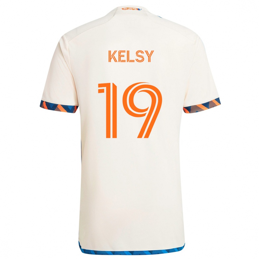 Niño Fútbol Camiseta Kevin Kelsy #19 Blanco Naranja 2ª Equipación 2024/25