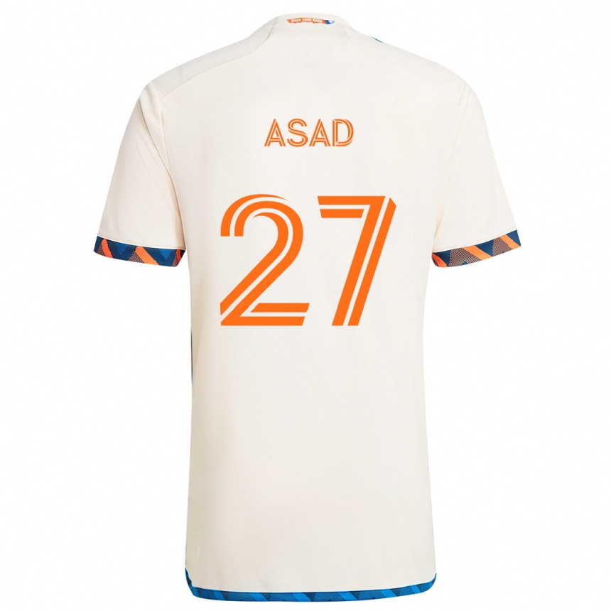 Niño Fútbol Camiseta Yamil Asad #27 Blanco Naranja 2ª Equipación 2024/25