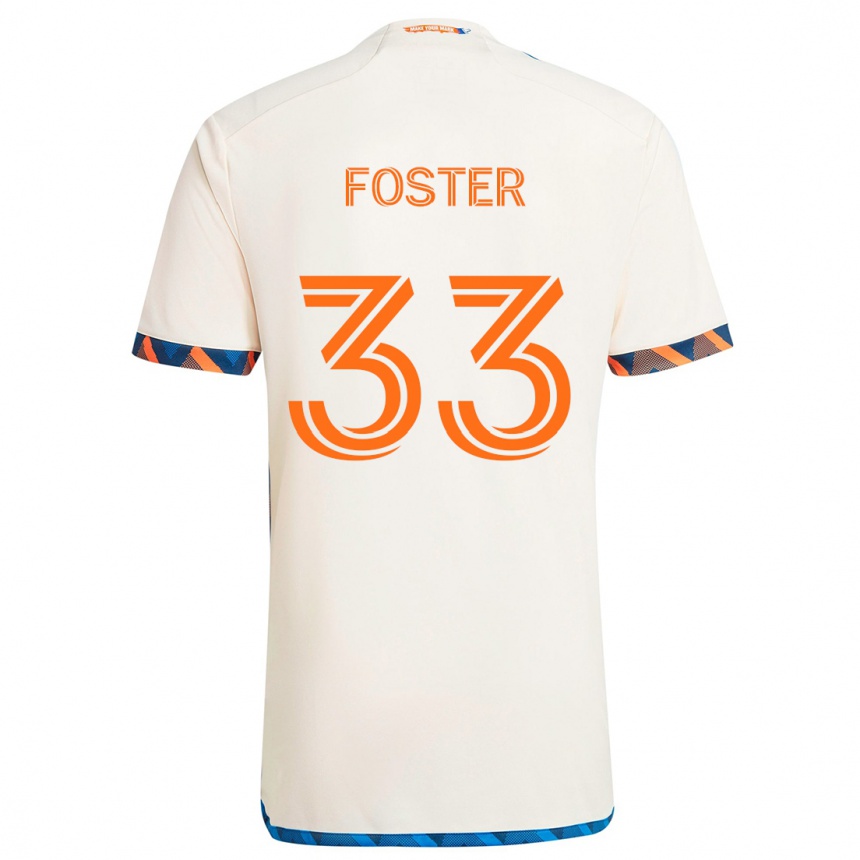 Niño Fútbol Camiseta Isaiah Foster #33 Blanco Naranja 2ª Equipación 2024/25