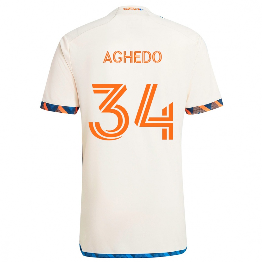 Niño Fútbol Camiseta London Aghedo #34 Blanco Naranja 2ª Equipación 2024/25