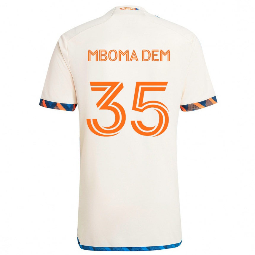 Niño Fútbol Camiseta Kenji Mboma Dem #35 Blanco Naranja 2ª Equipación 2024/25