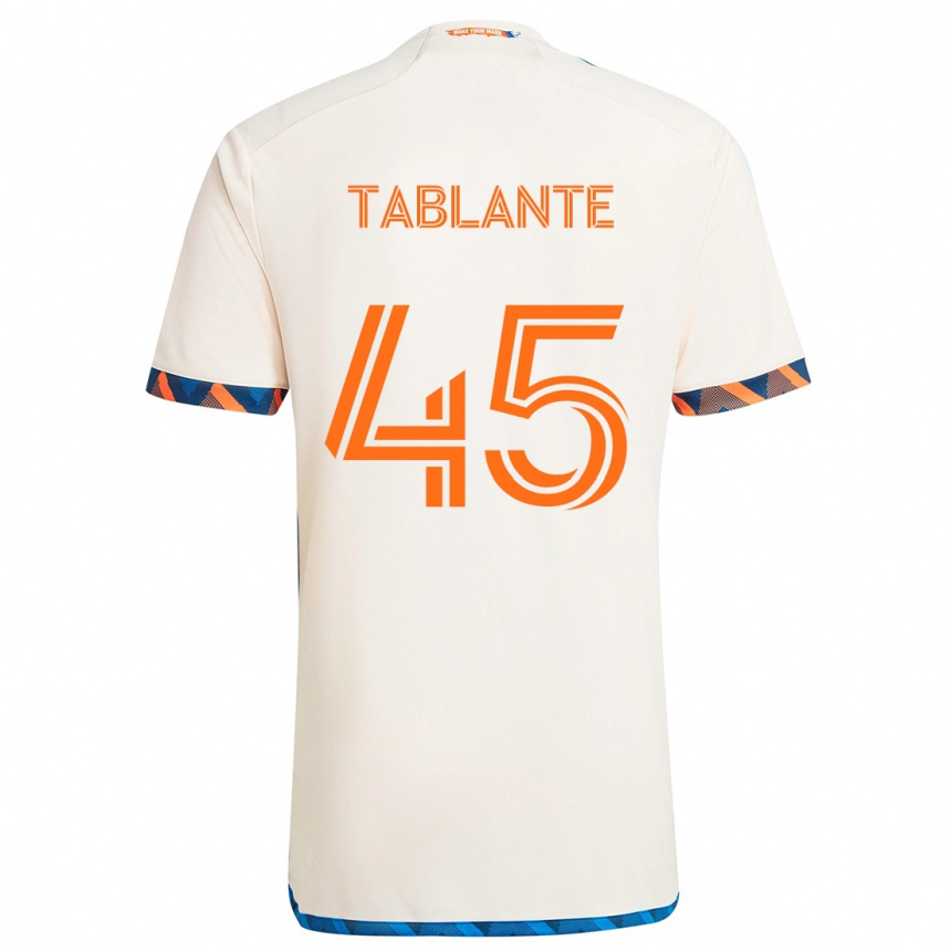 Niño Fútbol Camiseta Moises Tablante #45 Blanco Naranja 2ª Equipación 2024/25