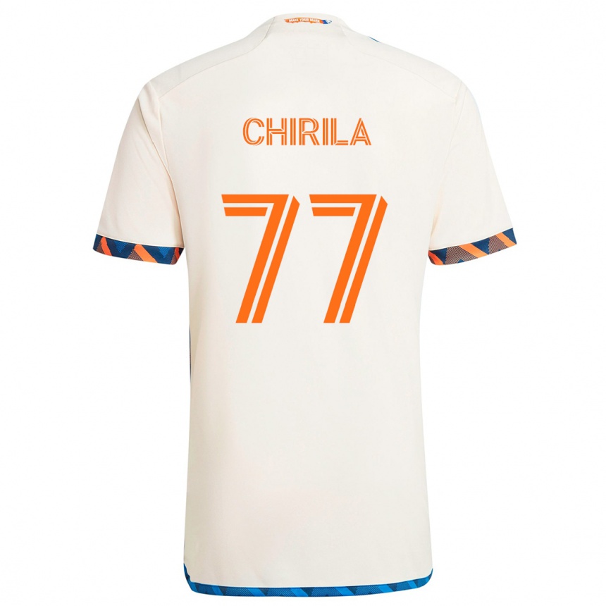 Niño Fútbol Camiseta Stefan Chirila #77 Blanco Naranja 2ª Equipación 2024/25