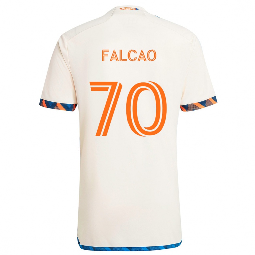 Niño Fútbol Camiseta Kiano Falcao #70 Blanco Naranja 2ª Equipación 2024/25