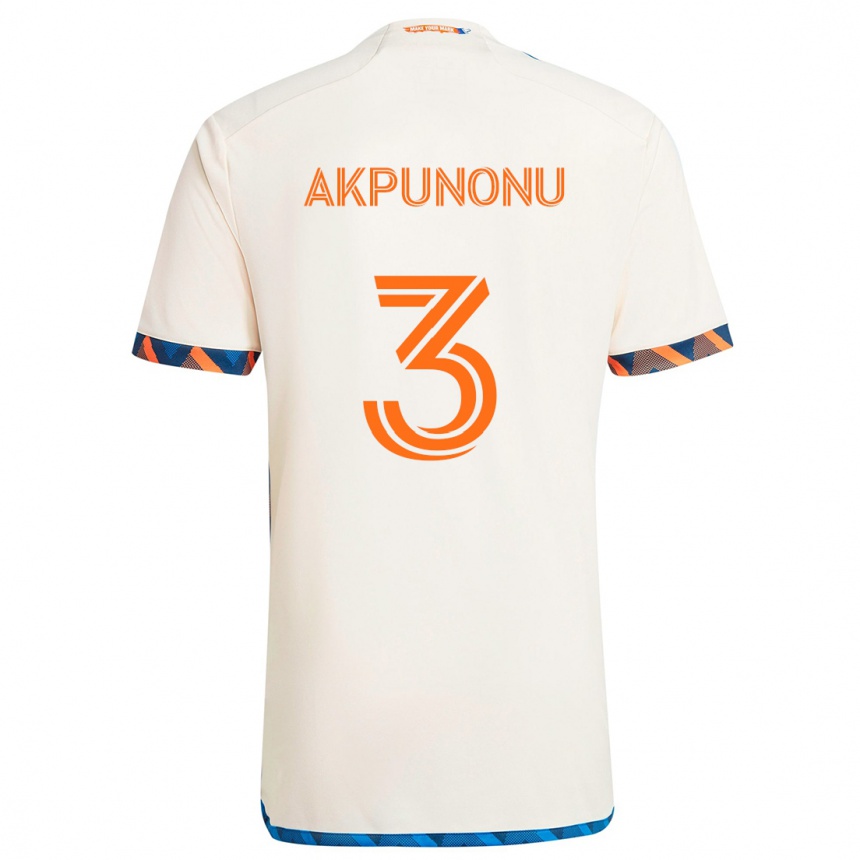 Niño Fútbol Camiseta Joey Akpunonu #3 Blanco Naranja 2ª Equipación 2024/25