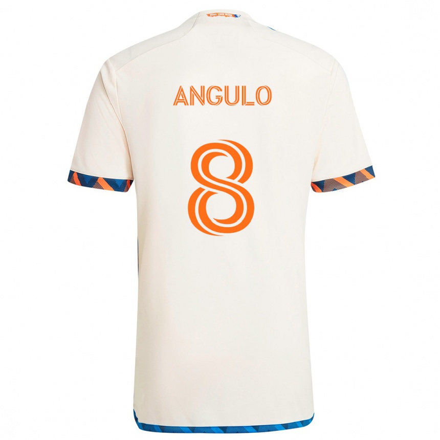 Niño Fútbol Camiseta Marco Angulo #8 Blanco Naranja 2ª Equipación 2024/25