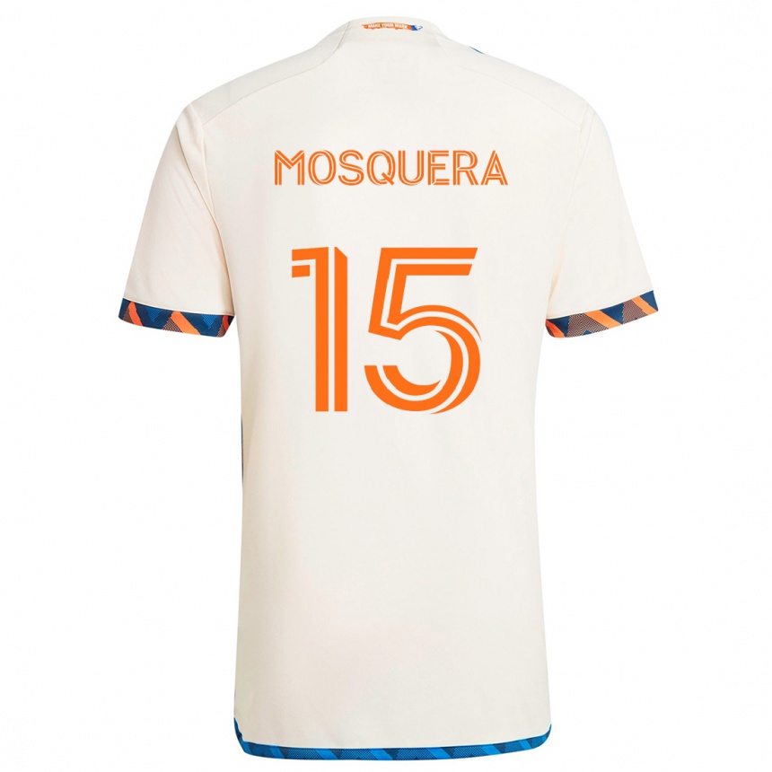 Niño Fútbol Camiseta Yerson Mosquera #15 Blanco Naranja 2ª Equipación 2024/25