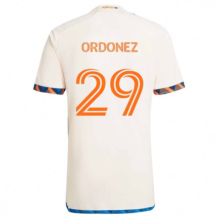 Niño Fútbol Camiseta Arquímides Ordóñez #29 Blanco Naranja 2ª Equipación 2024/25