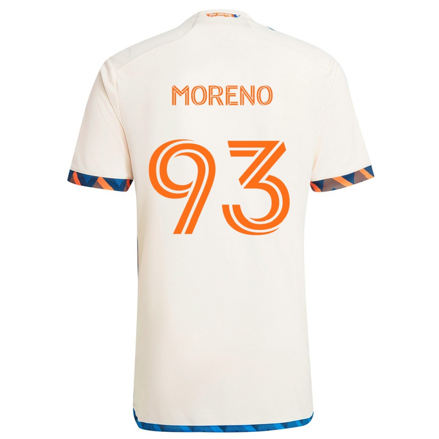 Niño Fútbol Camiseta Júnior Moreno #93 Blanco Naranja 2ª Equipación 2024/25