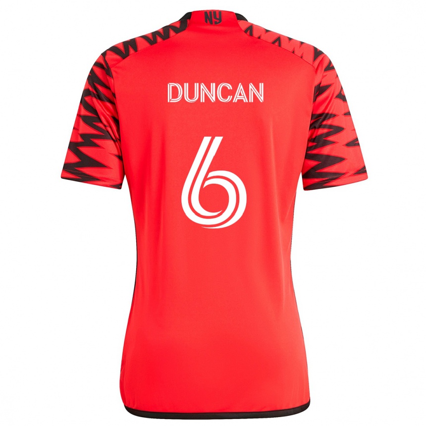 Niño Fútbol Camiseta Kyle Duncan #6 Rojo Negro Blanco 2ª Equipación 2024/25