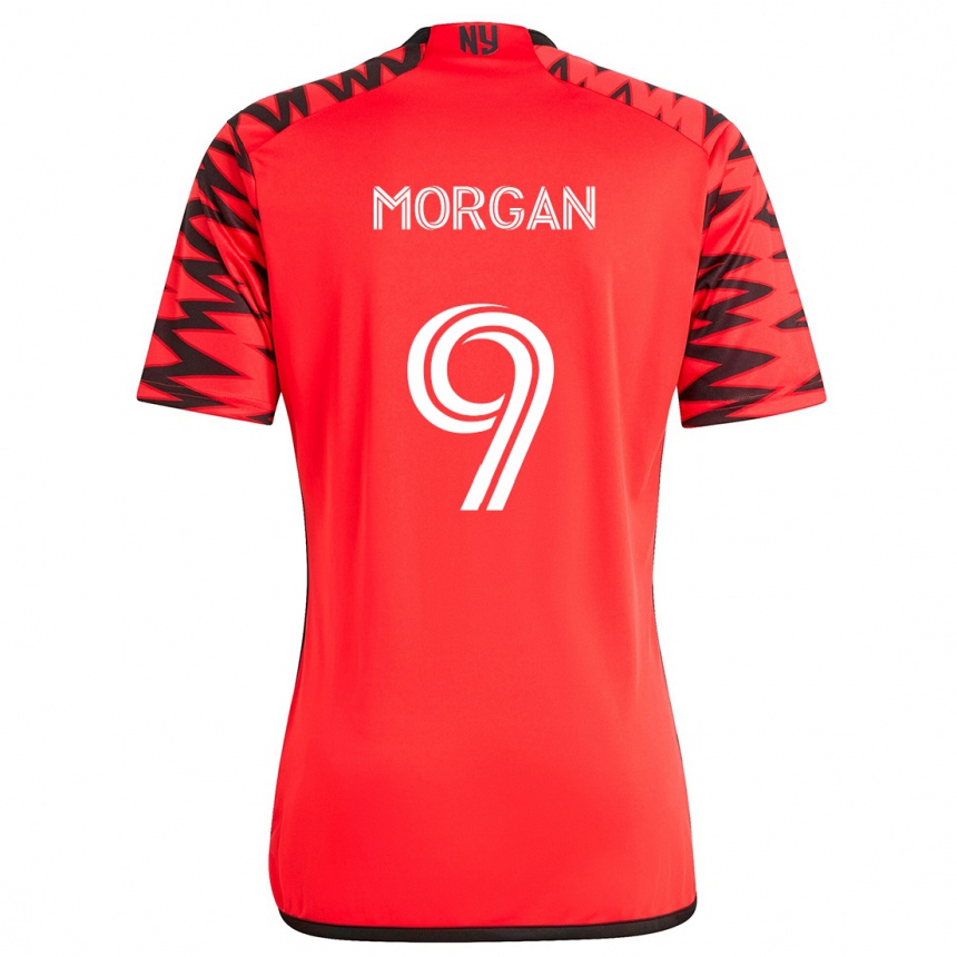 Niño Fútbol Camiseta Lewis Morgan #9 Rojo Negro Blanco 2ª Equipación 2024/25