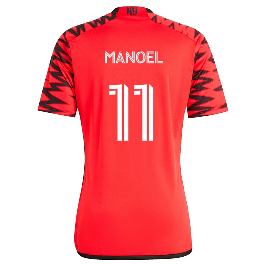 Niño Fútbol Camiseta Elias Manoel #11 Rojo Negro Blanco 2ª Equipación 2024/25