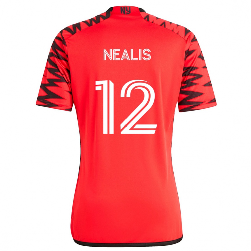 Niño Fútbol Camiseta Dylan Nealis #12 Rojo Negro Blanco 2ª Equipación 2024/25