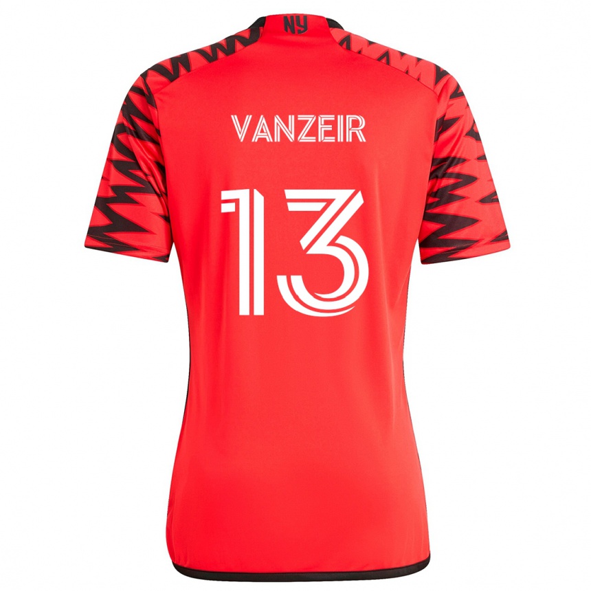 Niño Fútbol Camiseta Dante Vanzeir #13 Rojo Negro Blanco 2ª Equipación 2024/25