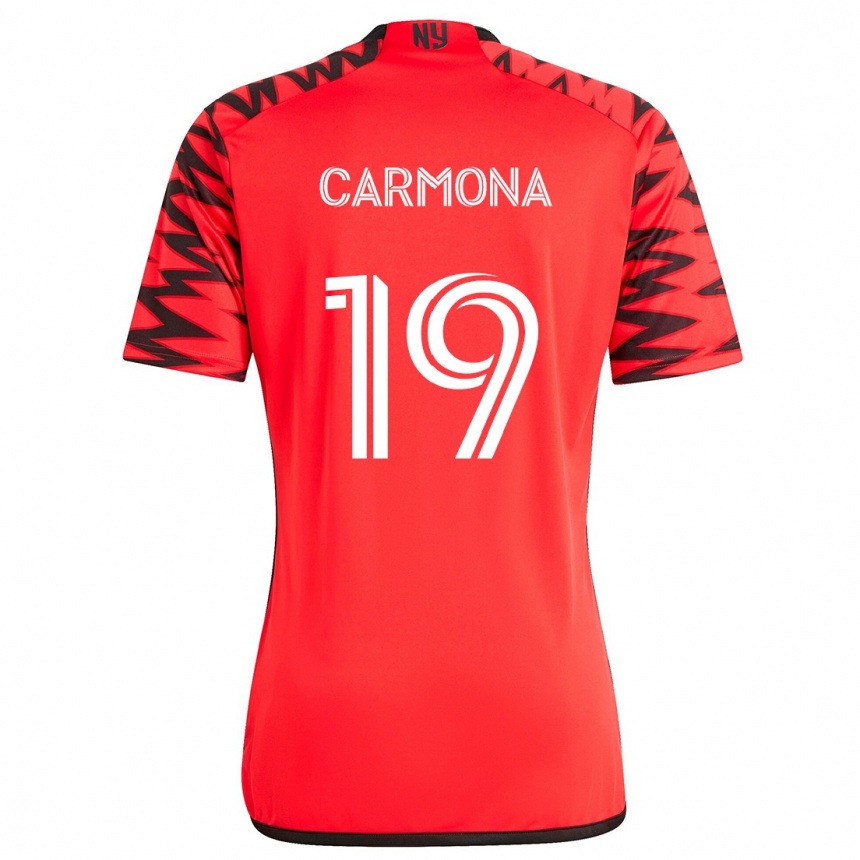 Niño Fútbol Camiseta Wikelman Carmona #19 Rojo Negro Blanco 2ª Equipación 2024/25