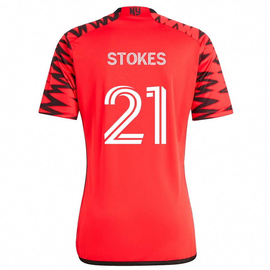 Niño Fútbol Camiseta Aidan Stokes #21 Rojo Negro Blanco 2ª Equipación 2024/25