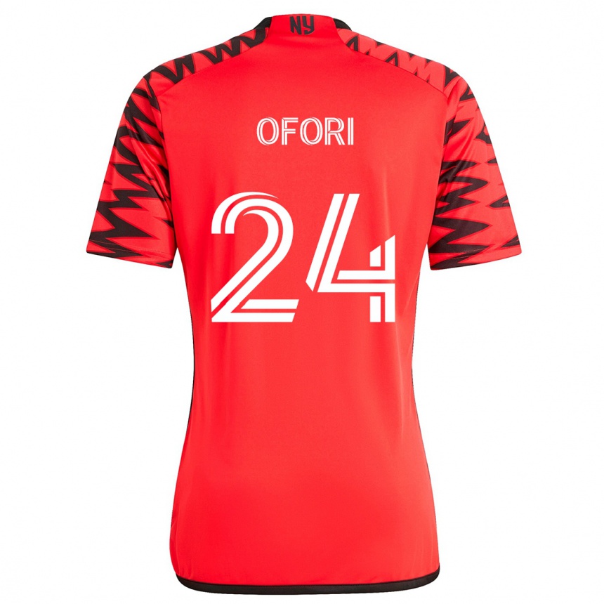 Niño Fútbol Camiseta Curtis Ofori #24 Rojo Negro Blanco 2ª Equipación 2024/25