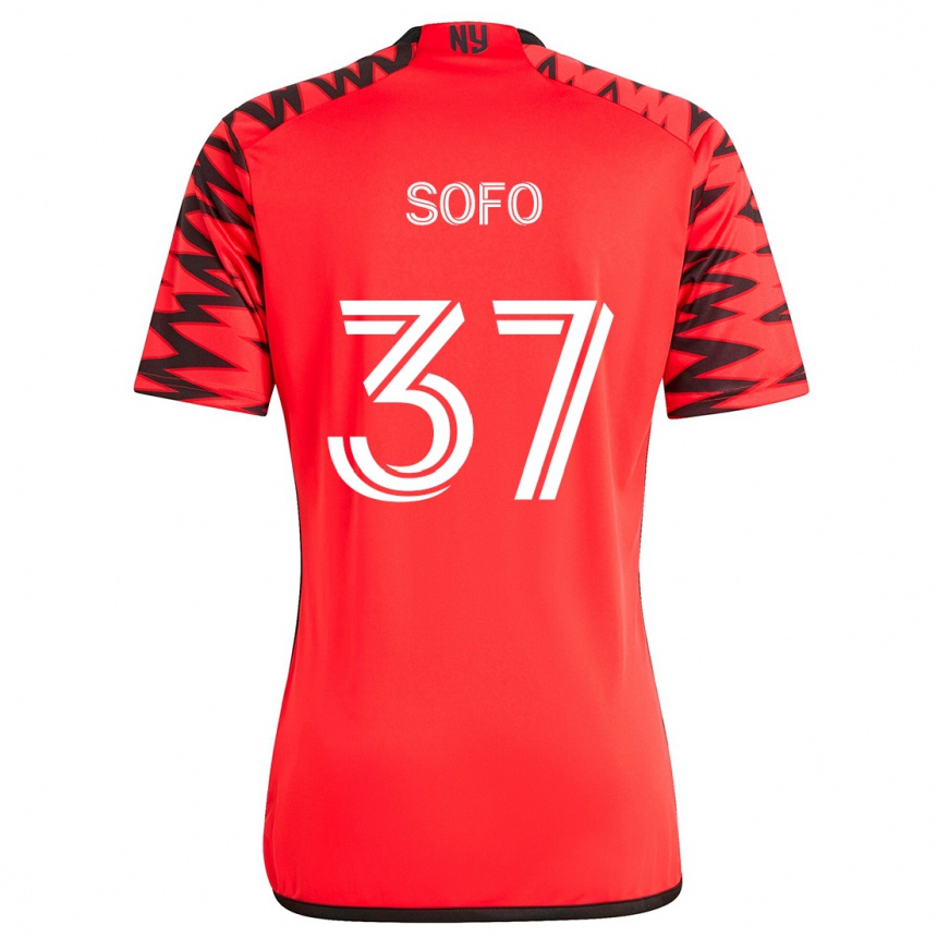 Niño Fútbol Camiseta Mohammed Sofo #37 Rojo Negro Blanco 2ª Equipación 2024/25