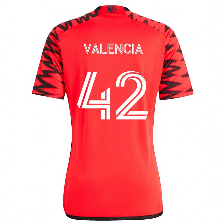 Niño Fútbol Camiseta Omar Valencia #42 Rojo Negro Blanco 2ª Equipación 2024/25