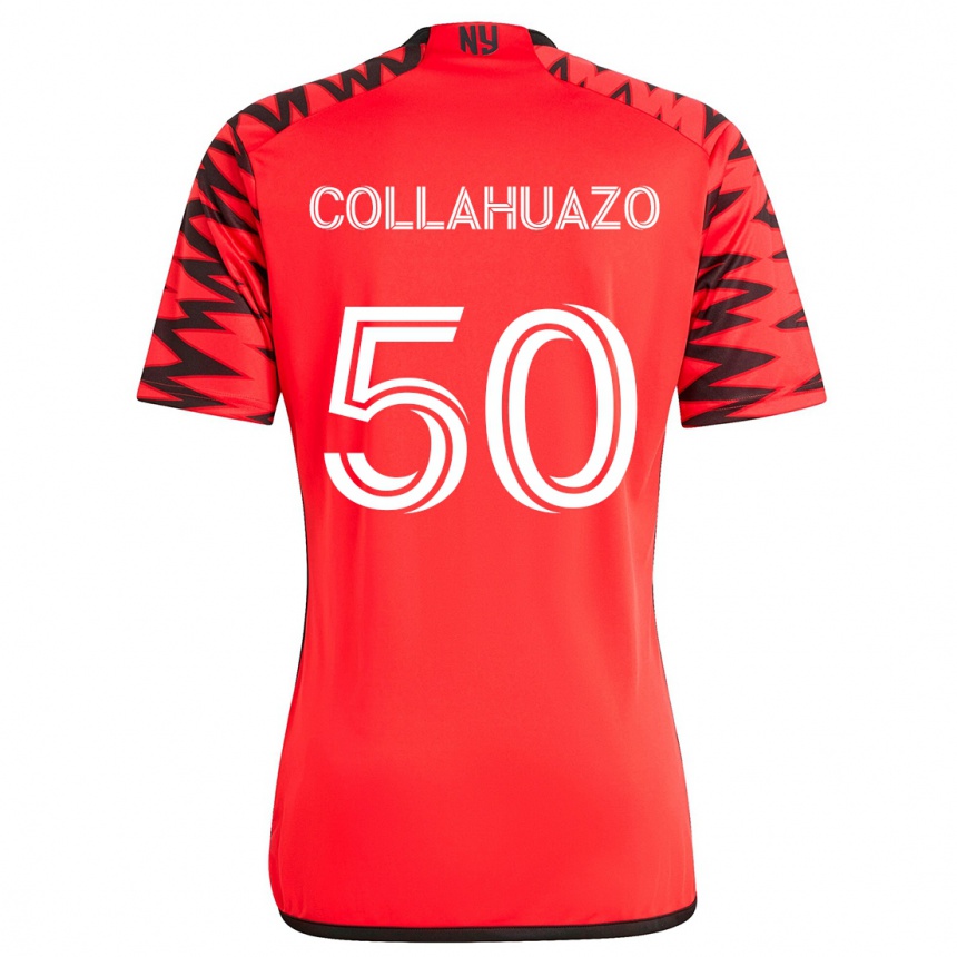 Niño Fútbol Camiseta Jair Collahuazo #50 Rojo Negro Blanco 2ª Equipación 2024/25