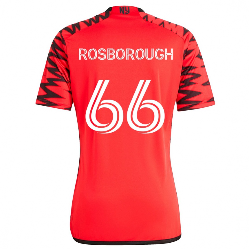 Niño Fútbol Camiseta Tanner Rosborough #66 Rojo Negro Blanco 2ª Equipación 2024/25